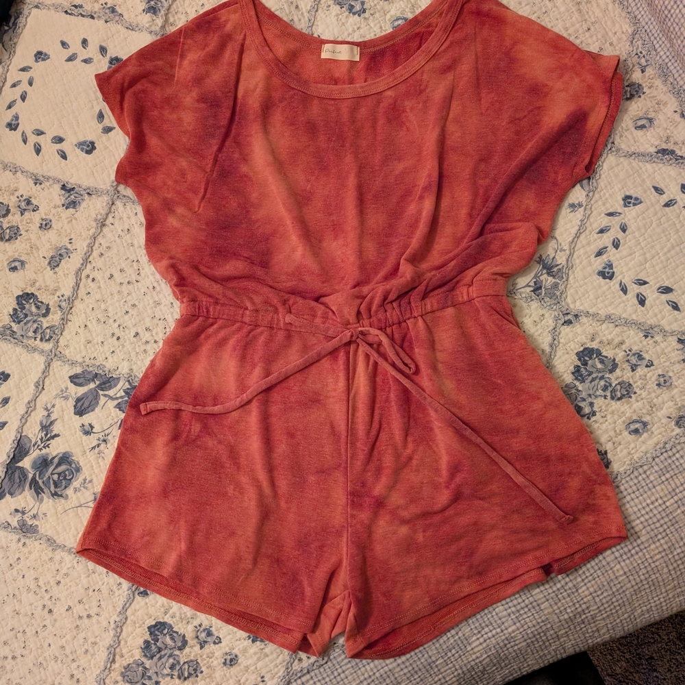 Tie-Dye Romper in Rust-Red and Orange
